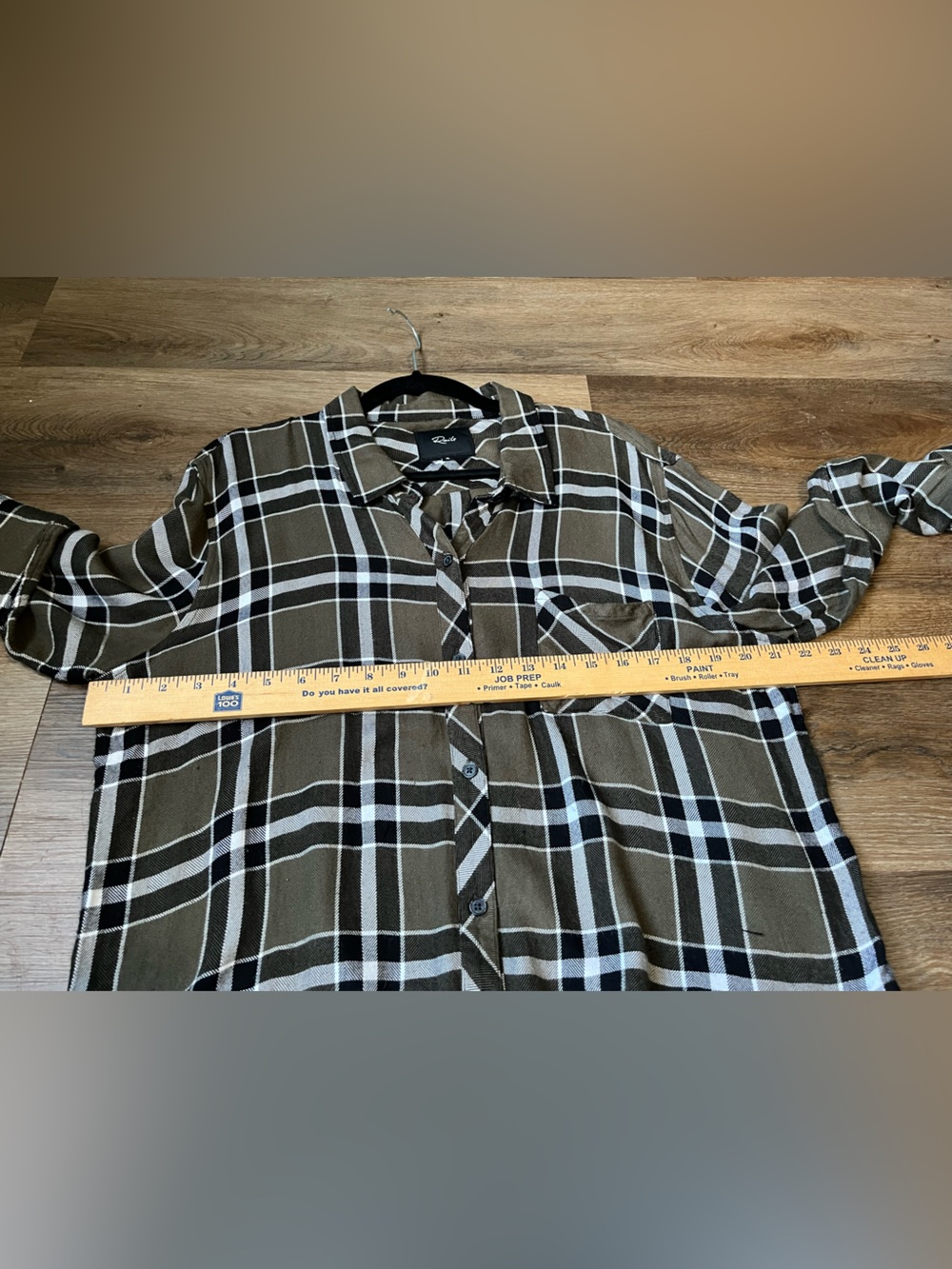 Rails Hunter Plaid Flannel Shirt | Women's XL | Kalamata Black | Olive Plaid - Picture 6 of 9